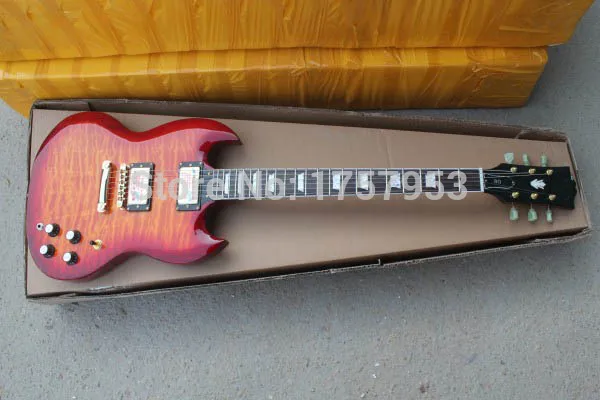 

Factory custom shop 2017 Newest Cherry Sunburst Quilted 2 pickups standard S G Electric Guitar Free shipping (HAI 4