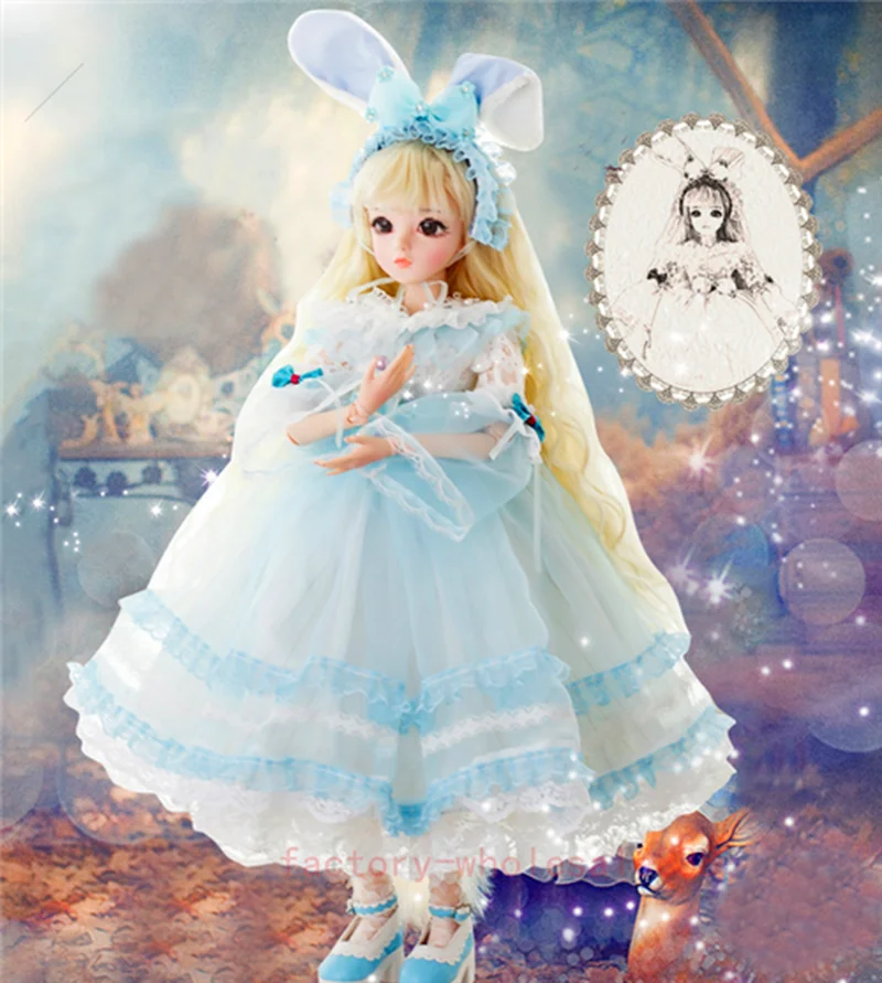 

New Bjd Doll 1/3 Model 18 Joints Body With Shoes Dress Hat Makeup Toy Doll 60cm