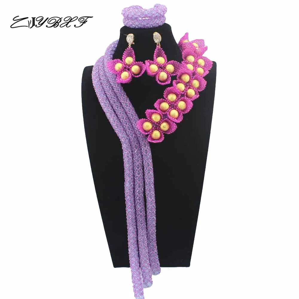 

New Splendid African Fashion Beads Jewelry Set Chunky Crystal Bridal Women Jewelry Set Lavender Beads Necklace Free Ship HD8593