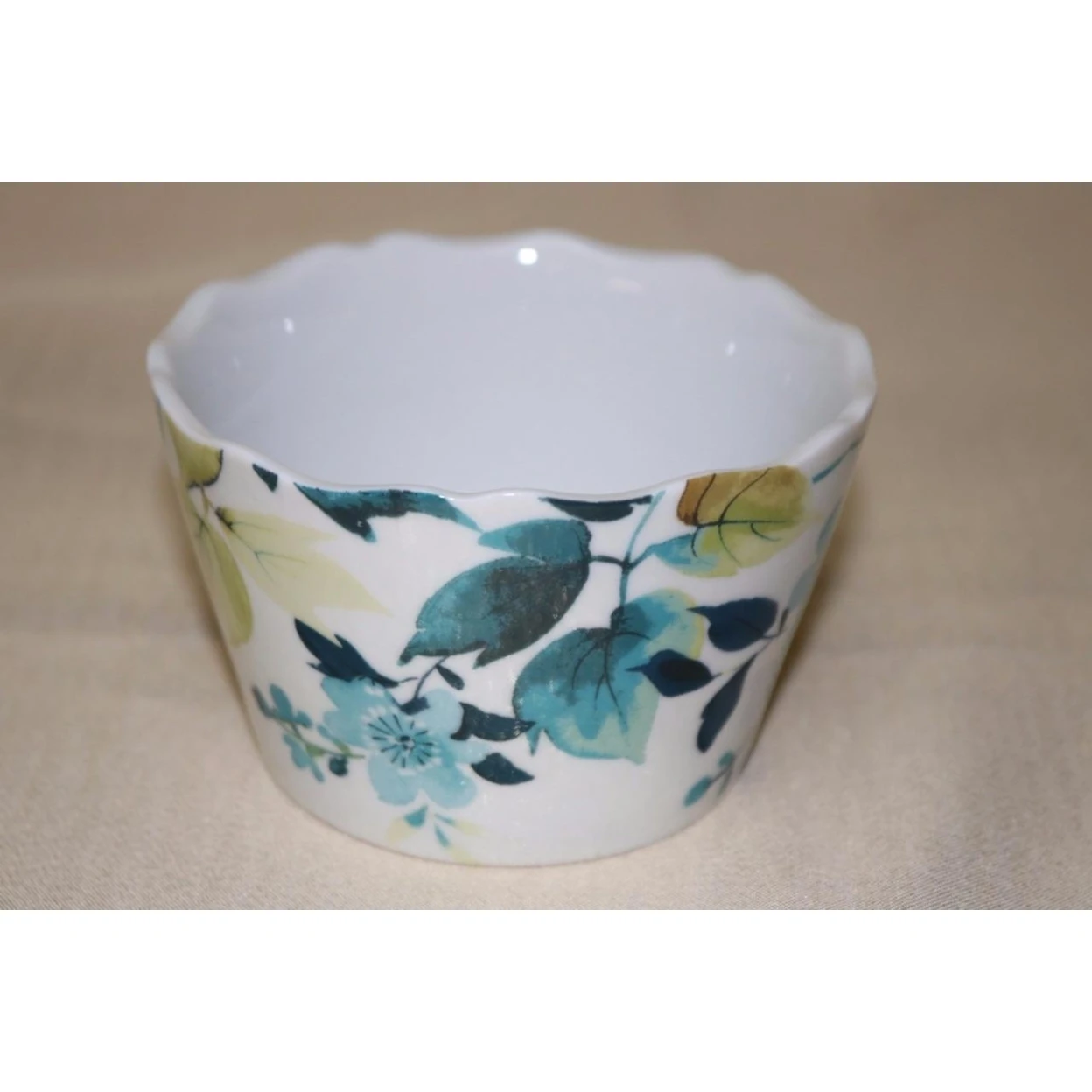 222 Fifth TAKARA Floral Leaves Appetizer Round Bowls - Blue/Green -S/4 (1)