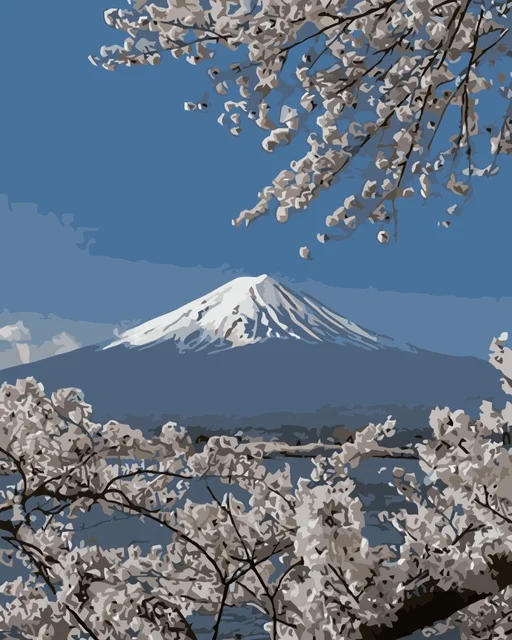 mahuaf i756 full bloom under blue sky lake painting by numbers on i756 form