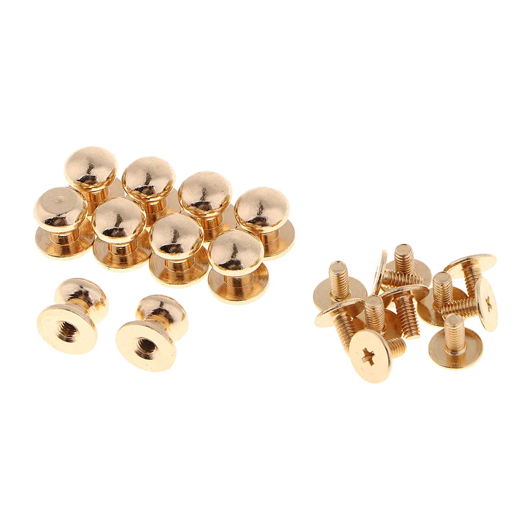 10pcs Brass Round Head Stud Screwback Leather Bag Chicago Screw Nail Rivet