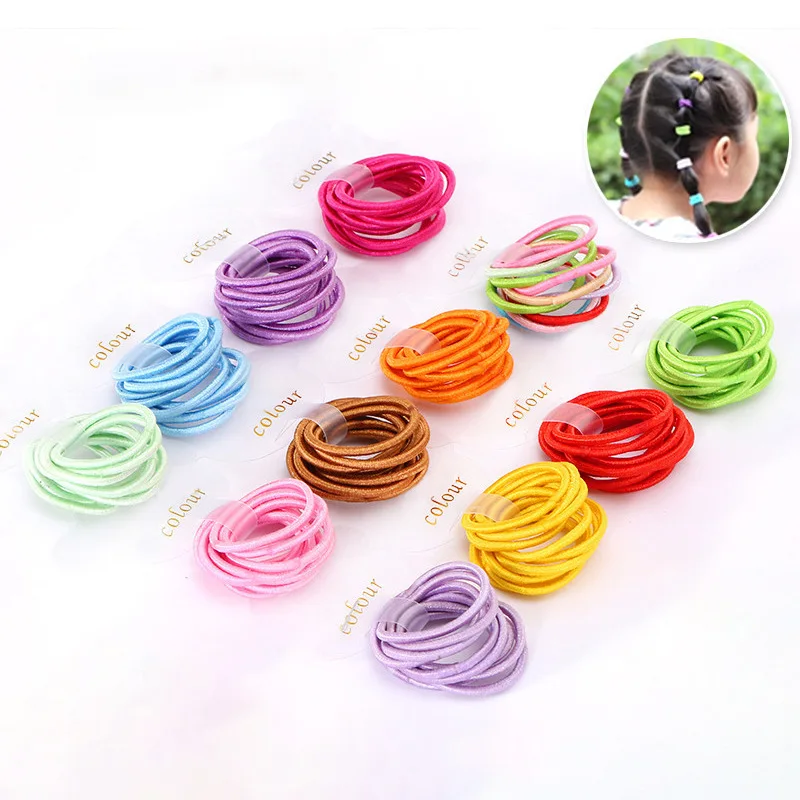 glittery sweet 10pcs Elastic Hair Bands For Girls Solid Color Baby