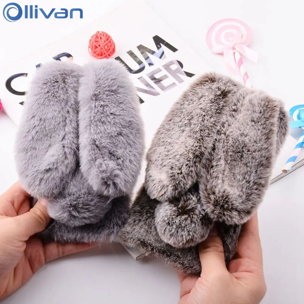 

3D Cute Rabbit Hairy Warm Fur Case For Huawei P20 Lite Soft Furry Cases For Huawei P20 Pro Mate 20 Lite Y6 Y9 2018 P10 Nova 3i
