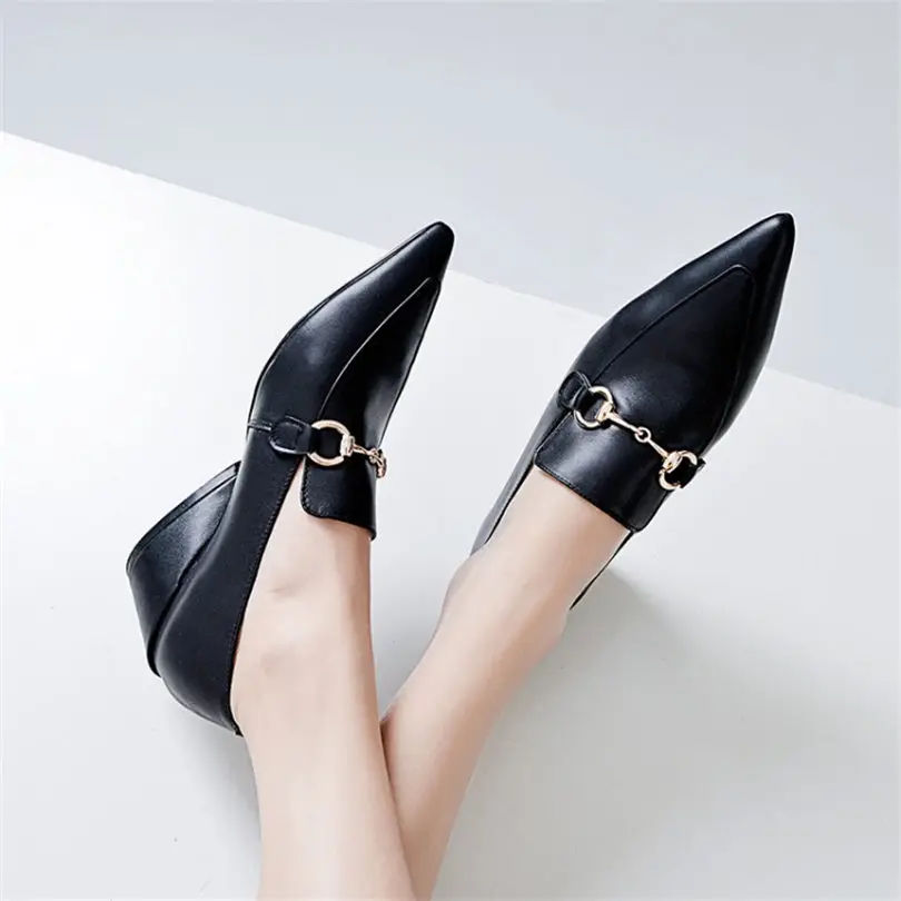 Peu 5 Beige1 brown2 Noce Talons brown3 Cuir Pointu black1 Nayiduyun beige2 Profonde Casual Slip Sur Bout En Véritable De beige3 us10 black3 Pompes Hauts black2 Chunky Us4 Chaussures brown1 Femmes q77Ex1U
