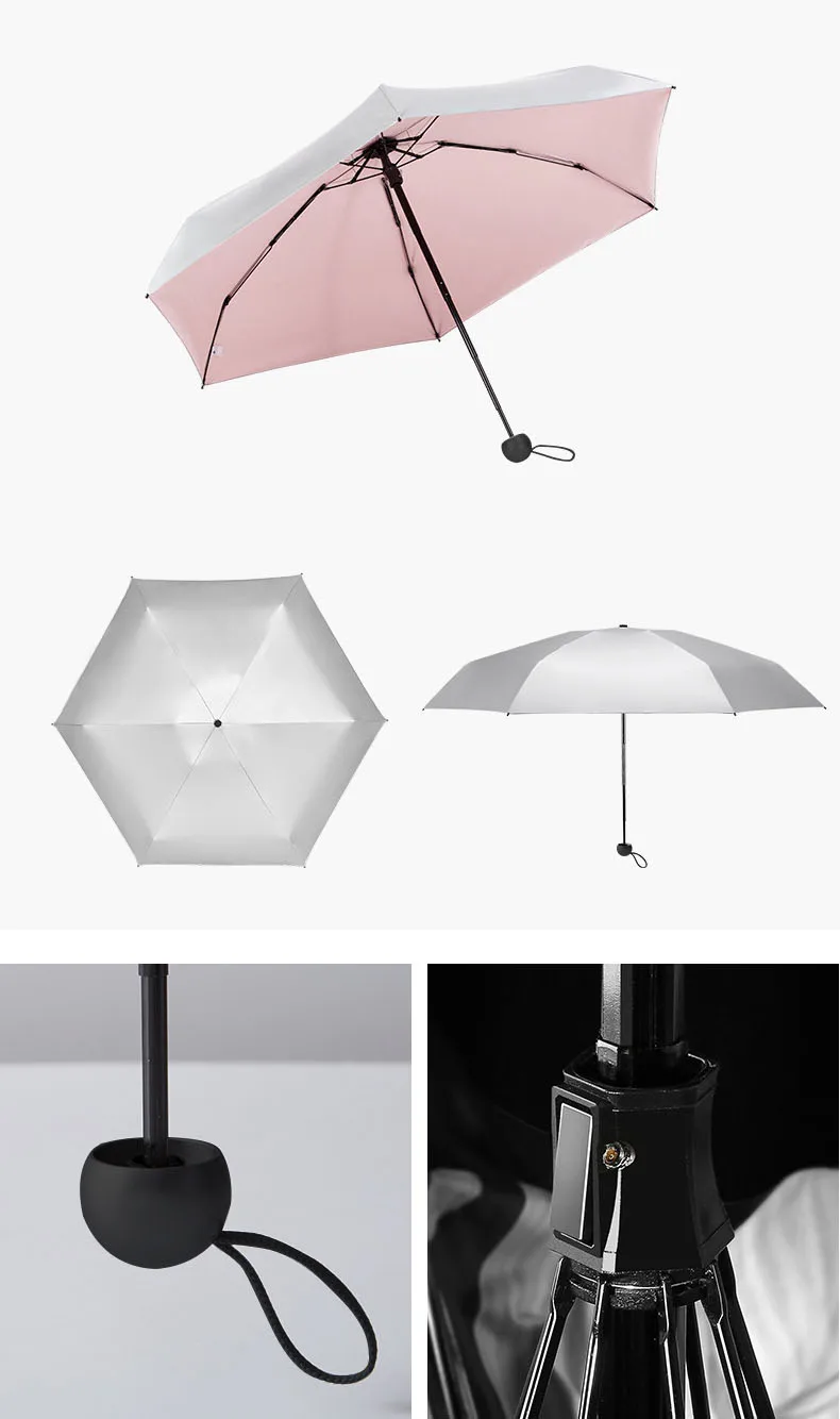 T.S.C пептидный Серебряный Мини зонт от солнца, складной карманный зонтик, Солнечный дождливый, портативный, для путешествий, летний подарок для девочек