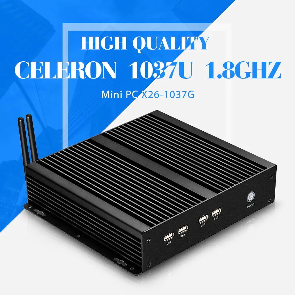 Mini PC celeron C1037U No ram ssd wifi 4 COM 8 USB Thin Client Mini Fanless