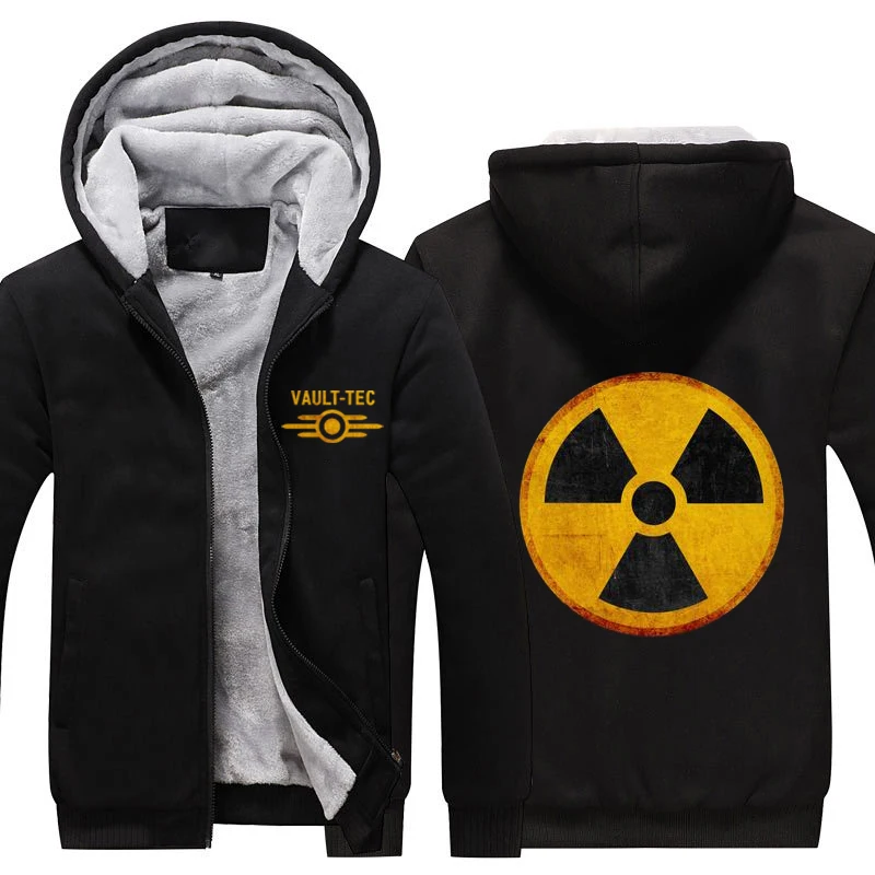  Gaming Video Fallout Nuclear Radiation Symbol Thicken Hoodie Fallout Vault-Tec Warm Fleece Zipper H