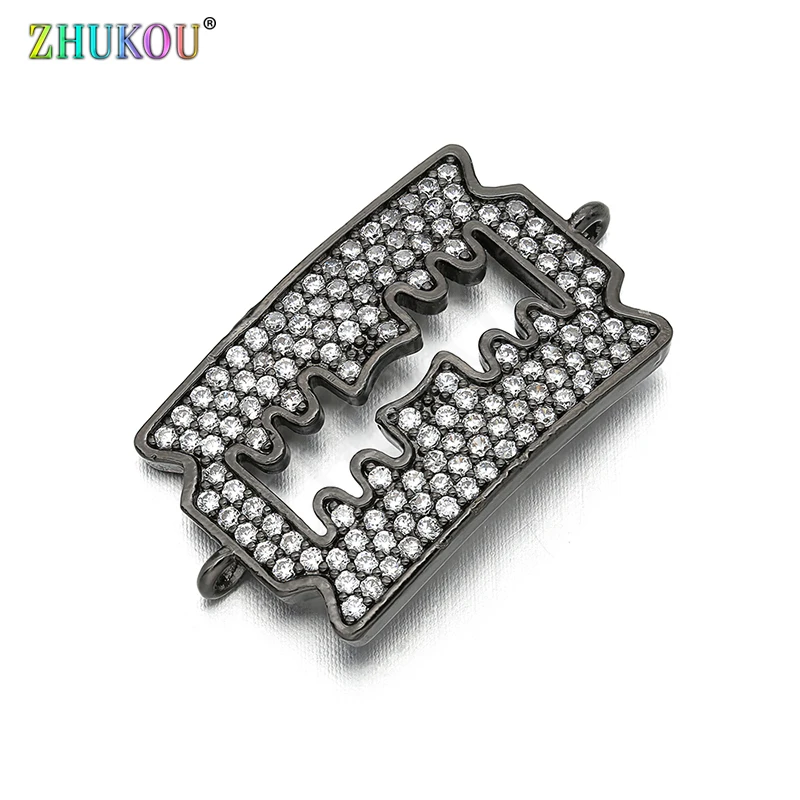 

15*27mm Handmade Brass Cubic Zirconia Rectangle Connector DIY Jewelry Findings, Mixed Color, Hole: 1mm, Model: VS262
