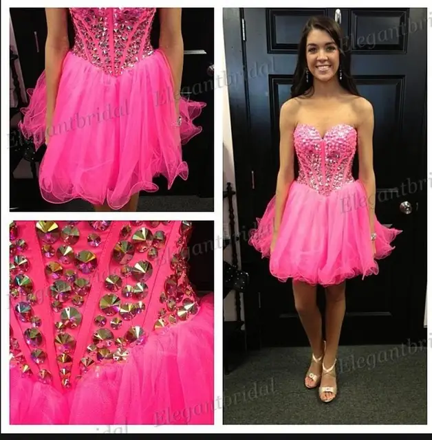 Hot Pink Short Strapless Dress