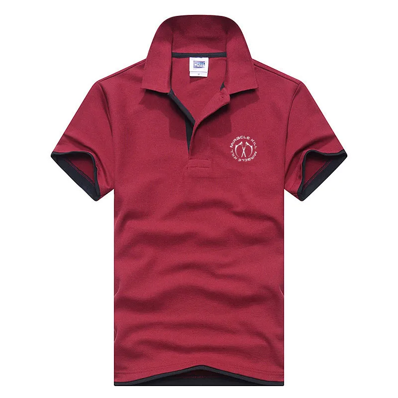 Новинка, брендовая мужская рубашка поло, дизайнерская мужская рубашка поло из хлопка с рисунком оружия, футболка с коротким рукавом, трикотажная футболка для игры в гольф, большой размер - Цвет: Red wine  black