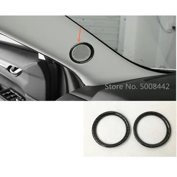 

For Mazda CX-5 CX5 2017 2018 2019 2020 Car Door Inner Styling Carbon Fibre Audio Speak Sound Cover Ring Circle Trim 2pcs