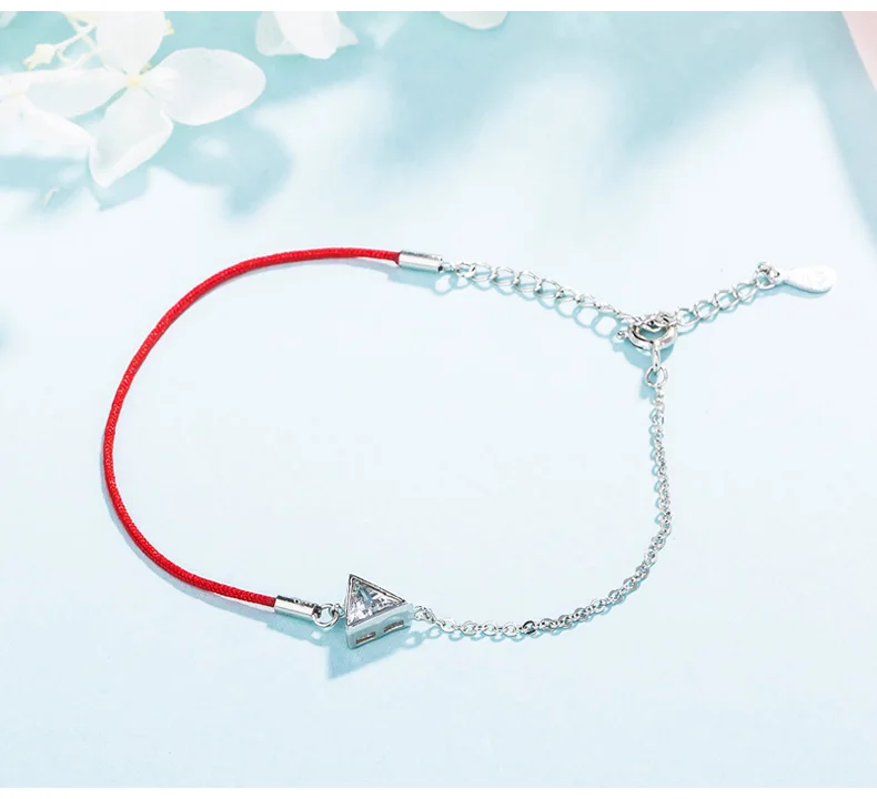 SA SILVERAGE New Fine Jewelry Silver Chain Link Bracelet Pulseiras 925 Sterling Silver Red Charm Bracelets Bangles for Women