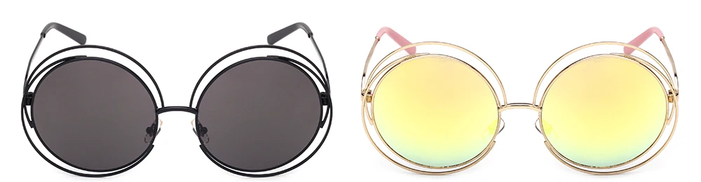Новая Мода Круглый Синий объектив Форма Солнцезащитные очки для женщин женский, черный Рамки покупки вид UV400 металла очки поле ev2773