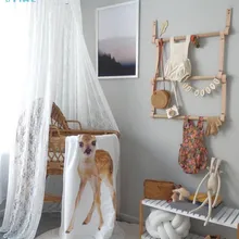 Летняя детская кроватка, сетчатая фантазия, легкая пряжа, хлопок, для малышей, белый кружевной купол, москитная сетка, детская комната, украшение, балдахин