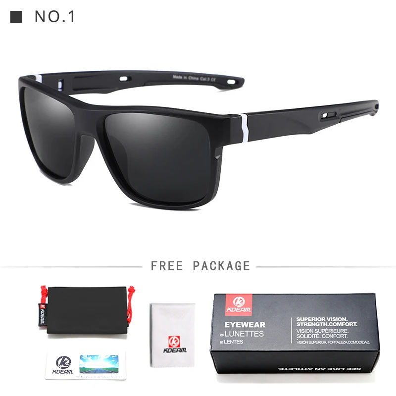 KDEAM дизайнерские спортивные солнцезащитные очки поляризованные зеркальные линзы антибликовым покрытием Для мужчин солнцезащитные очки на открытом воздухе UV400 защиты с чехлом KD985 - Цвет линз: C1