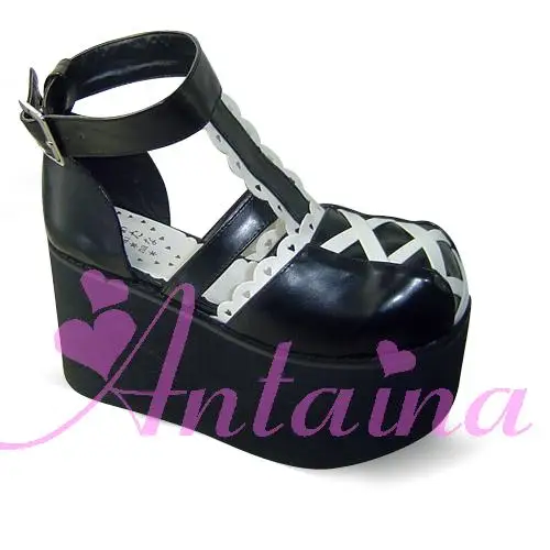 Princess sweet lolita gothic lolita shoes custom Antaina black-and-white lf85 platform shoes  cosplay