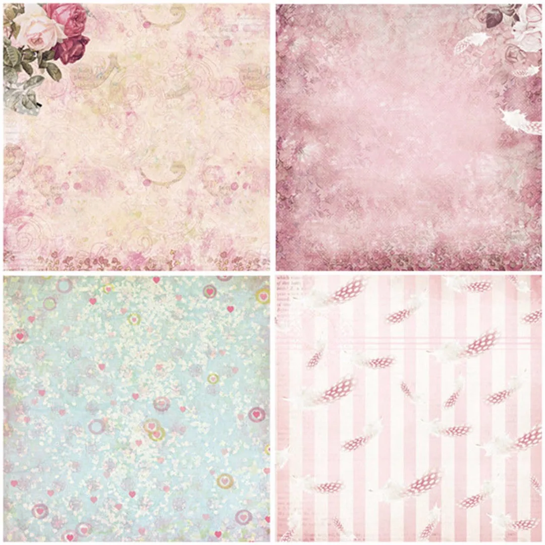 24pcs 6"*6" Romantic Flowers Vintage Album Scrapbook Cards Background Paper