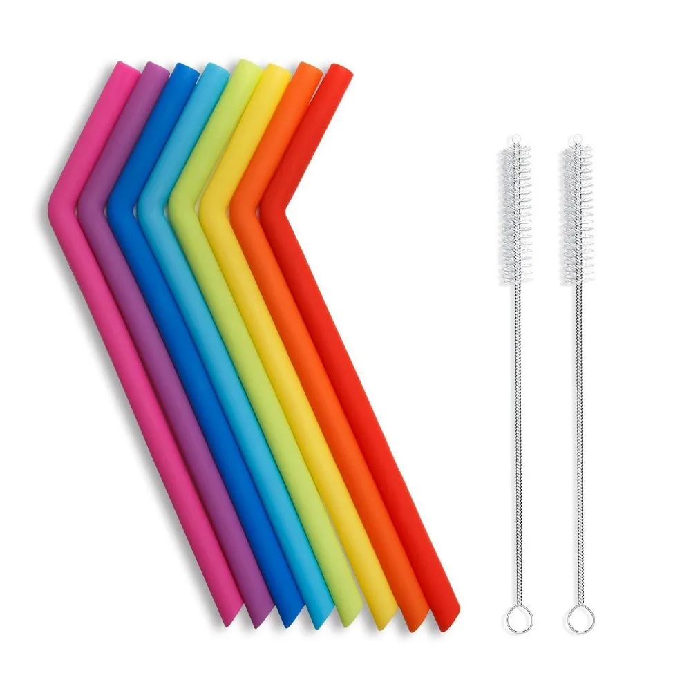 Reusable Silicone Drinking Straws, Extra long Flexible Straws with