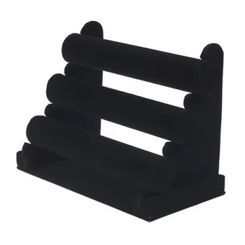 

Black 3-Tier Velvet Bracelet Chain Watch T bar Rack Jewelry Hard Display Stand Holder Jewelry Organizer Hard Display Stand Sale