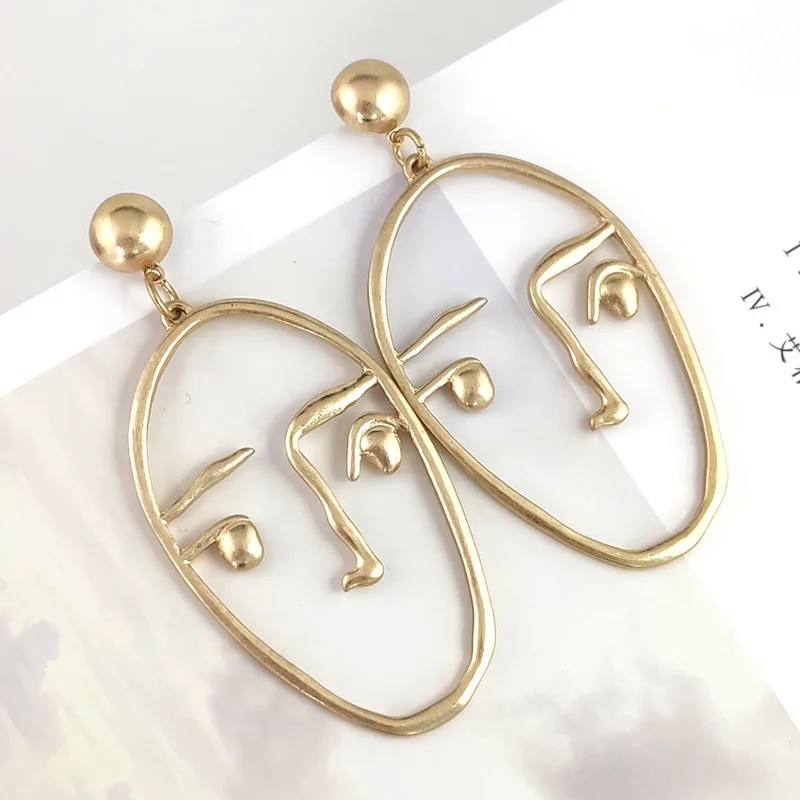 

restoring ancient ways is a weird face design interesting face outline earrings abstract design hollow out earrings