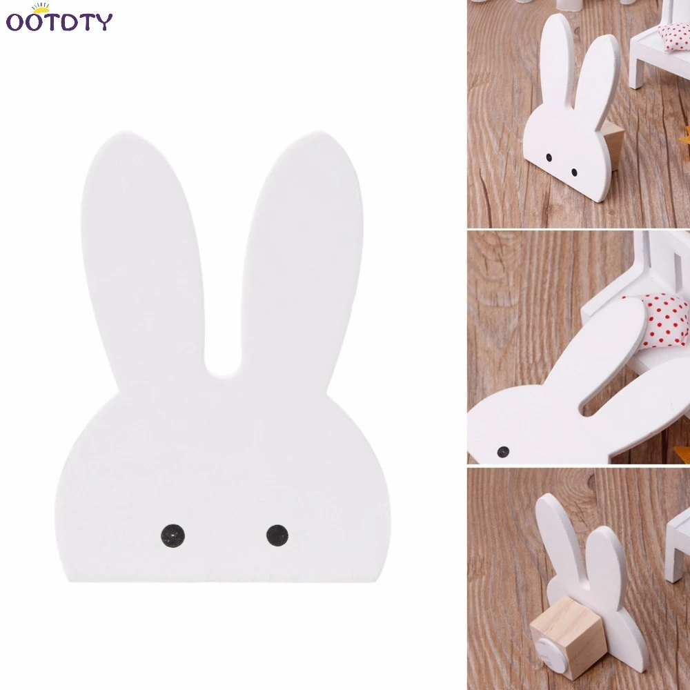 

Cute Bunny Rabbit Wooden Hook Clothes Hooks On Wall Decorate Kids Children Room ECO Friendly Wall Hanger Hooks White