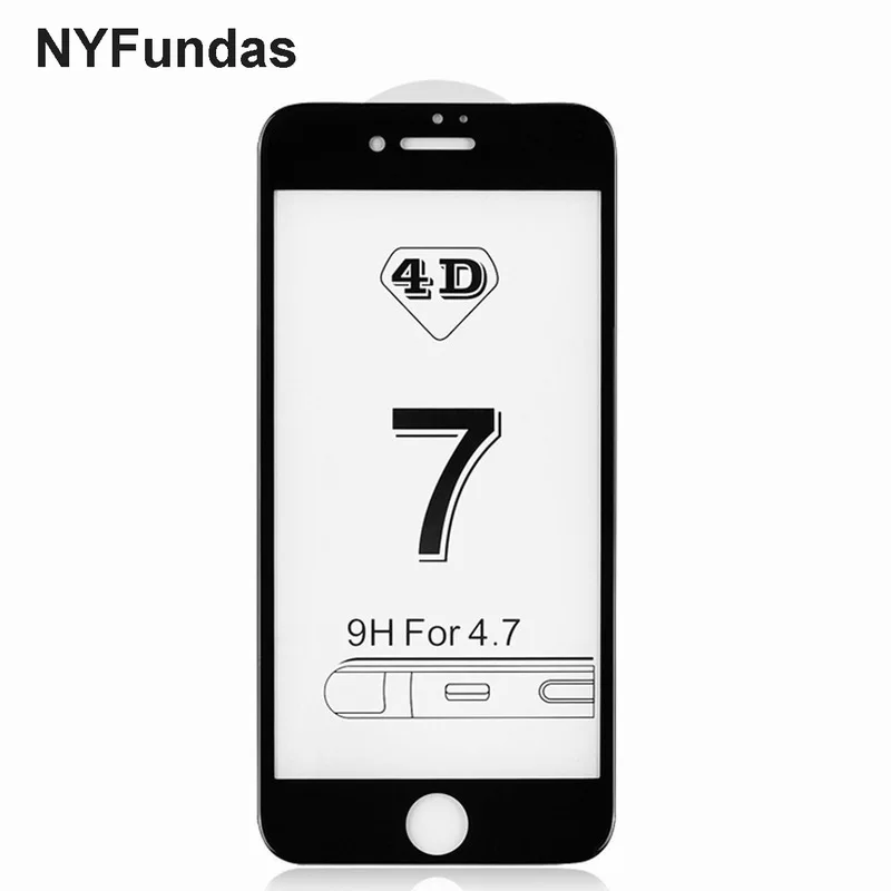 NYFundas протектор экрана из закаленного стекла 4D полный изогнутый 9 H verre trempe пленка для Apple iPhone 7 Plus 8X10 6 6 S 3D pelicula de vidro