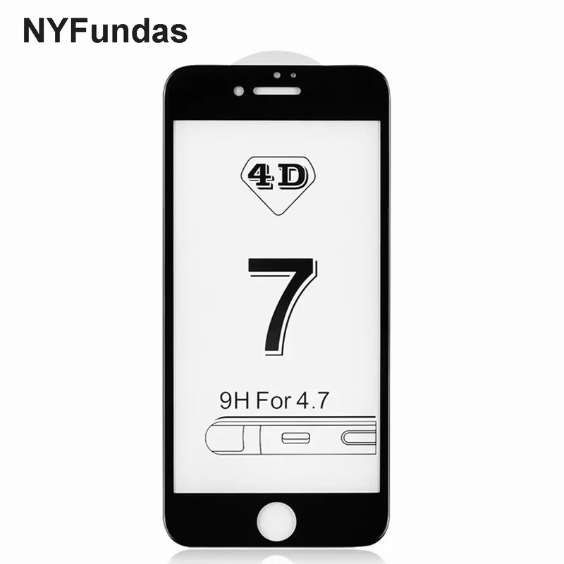 NYFundas Tempered Glass Screen Protector 4D Full Curved 9H verre trempe Film For iPhone 7 Plus 8 X 10 6 6S 3D pelicula de vidro (1)