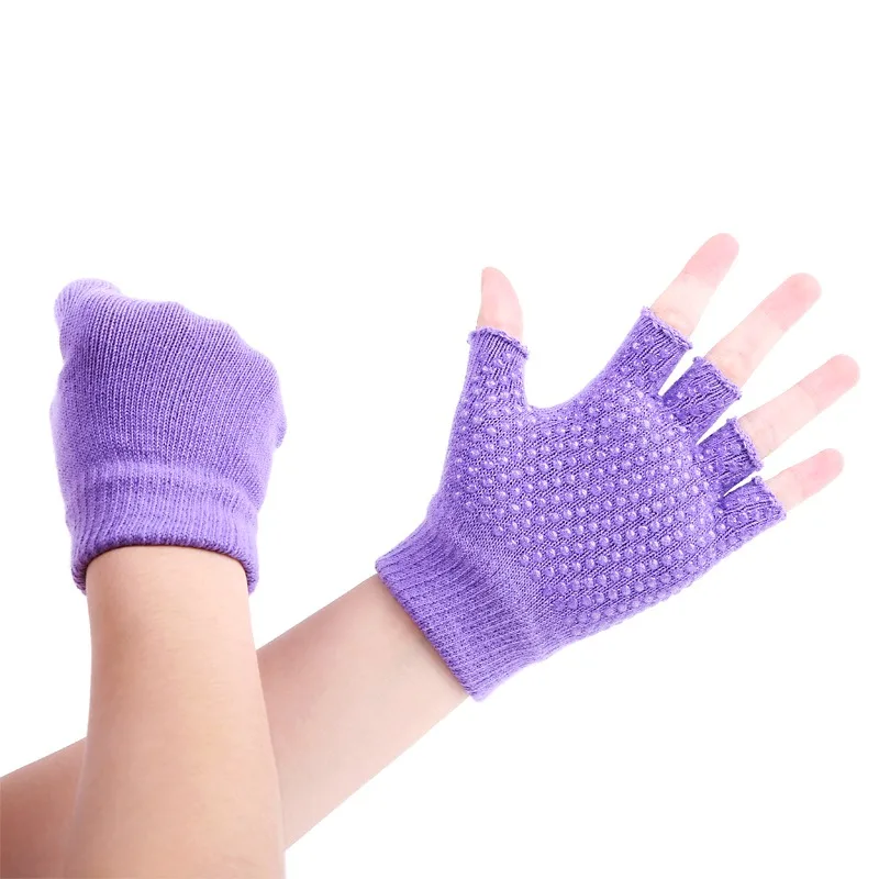1 пара Женские перчатки для пилатеса, занятий йогой, занятий фитнесом, хлопковые перчатки без пальцев, Нескользящие дышащие перчатки спортивные