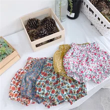 Летний корейский стиль, модный Флористический с высокой талией шорты для девочек, милые детские хлопковые универсальные повседневные шорты шаровары