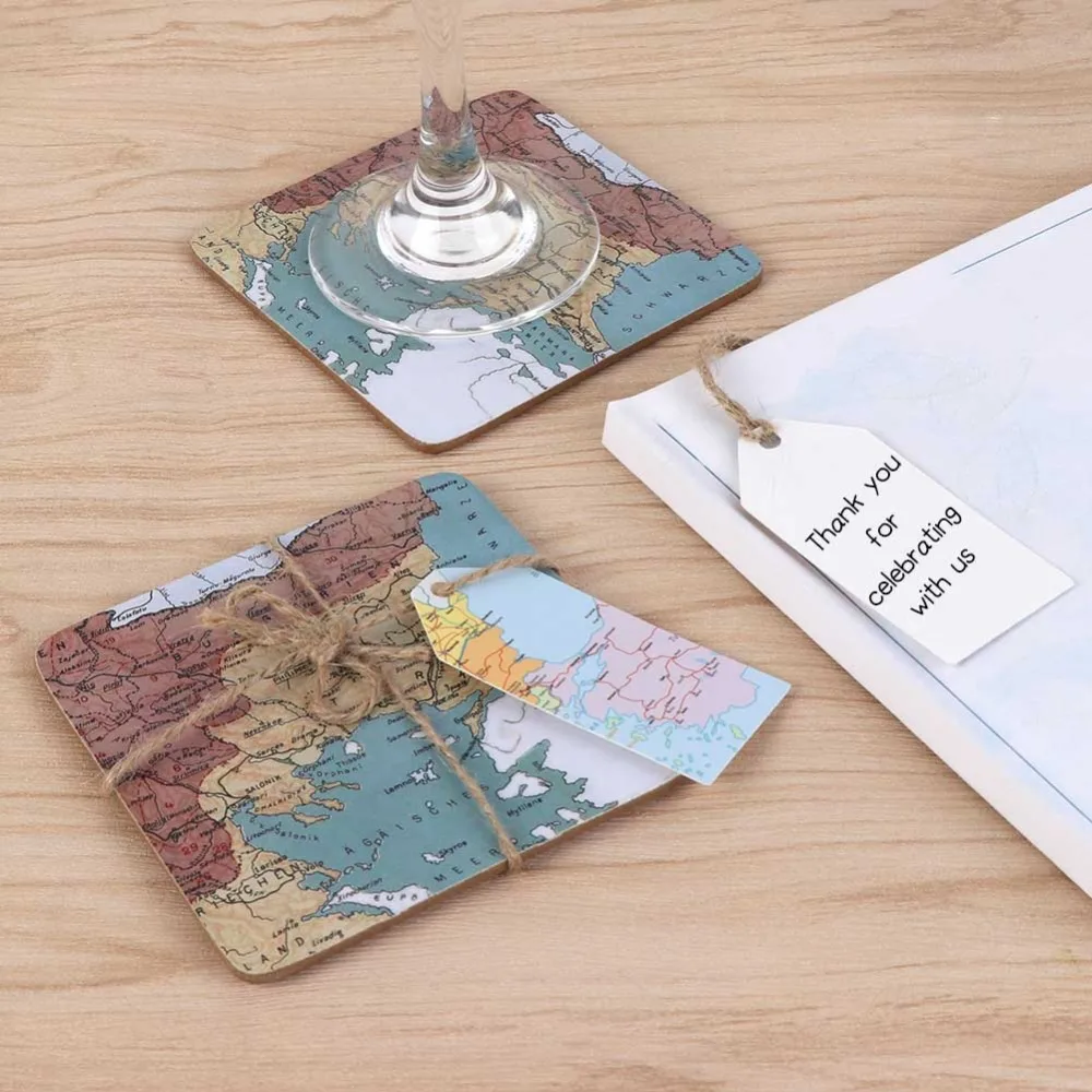 OurWarm 5 шт морской свадебный подарок для гостей карты мира компас абсорбирующие пробковые подставки с тегом тема путешествия Свадебные сувениры
