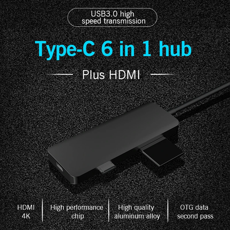 

6-in-1 USB Type C HUB to HDMI 4k USB-C Adapter With PD Power Port Combo SD/Micro SD TF Card Reader USB 3.0 ports for MacBook