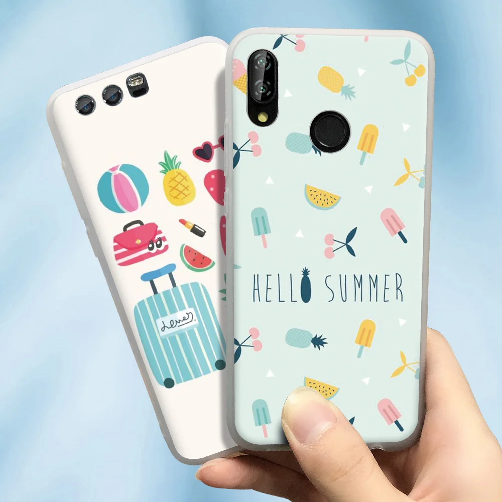 CASEIER Летний чехол для телефона с рисунком Huawei P Smart Mate 20 10 P20 P30 Pro Матовые чехлы Honor 9