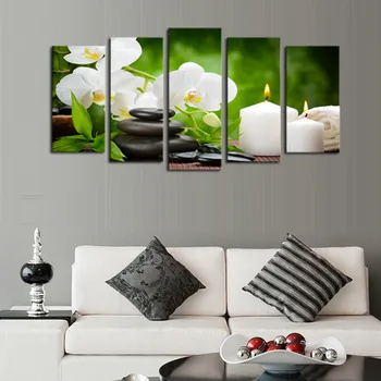 

Unframed 5 Pcs Stone Flower Candle Scenery Picture Print Painting Modern Canvas Wall Art For Wall Decor Home Decoration Art