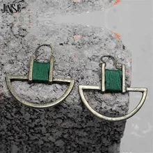 JINSE Vintage Geometric Semicircle Dangle Earrings Antique Gold White Black Thread Wrapped Handmade Women Earrings Jewelry