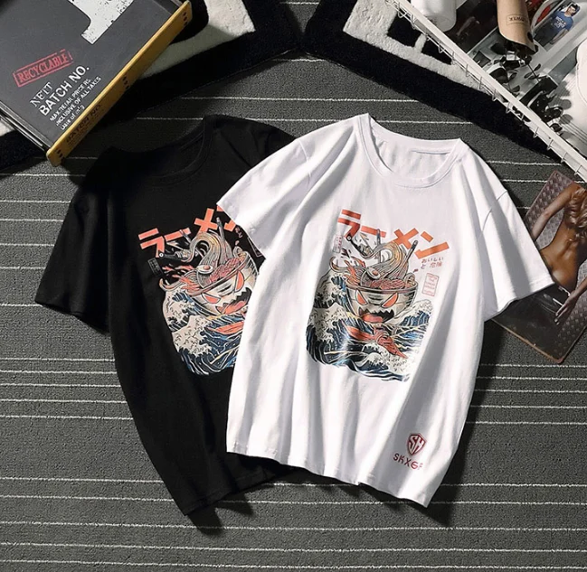 

Mr.nut Korean version of Japanese men's printing round neck casual loose wild fashion T-shirt