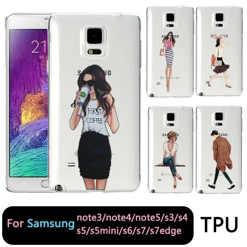 

QMSWEI TPU Soft Phone Case For samsung S8 s6 s7 edge s4 s5 s3 C5 C9 note3 note4 note5 Clear Girl Boy Back Cover Free shipping