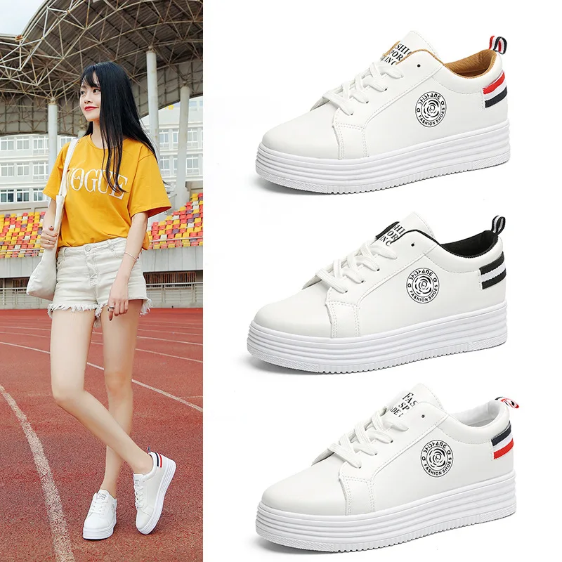 

2019 spring and autumn new Korean fashion wild student casual shoes women's shoes with sponge cake white shoes