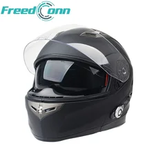 Матовый черный FreedConn Bluetooth мотоциклетный шлем встроенный переговорное устройство Поддержка FM радио Смарт BT Moto шлем DOT стандарт