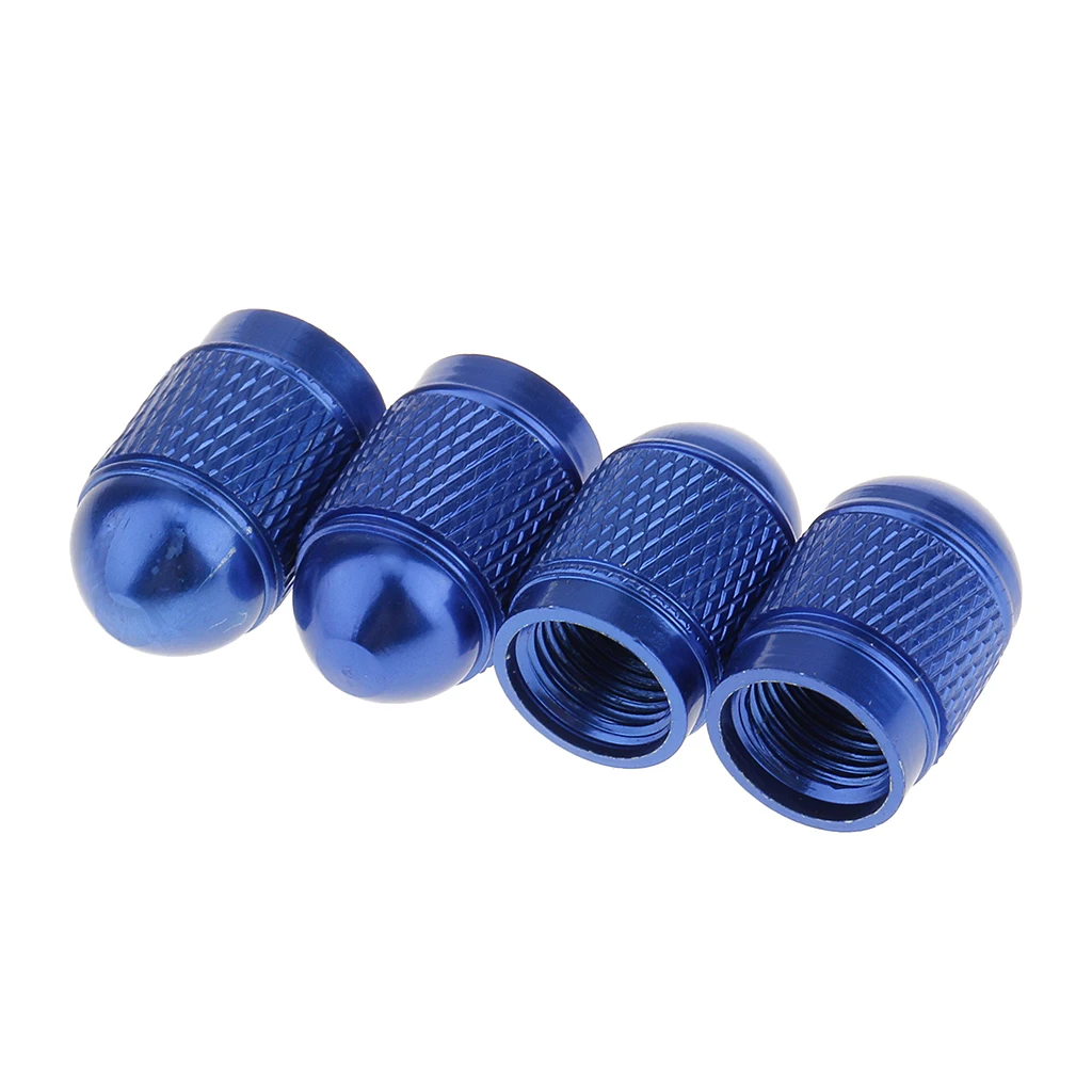 4x Blue Anodized Tires Stem Dust Cap For Car Bike Van Truck Repair DIY lightweight aluminum material