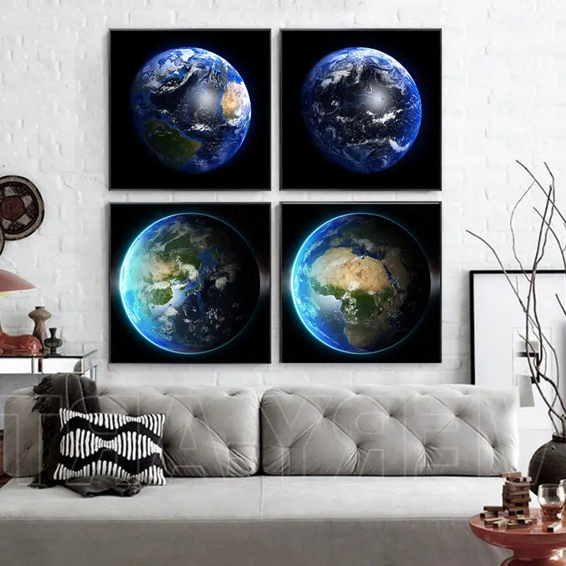 

Realist Earth Seven Continents Photograph Home Decor Wall Art Nordic Canvas Painting Vivid Minimalist Picture for Living Room
