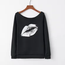 Пуловеры с принтом, Модный женский топ, принт губ, рубашка, свитер с длинными рукавами, Повседневная Свободная блуза, abrigos mujer invierno