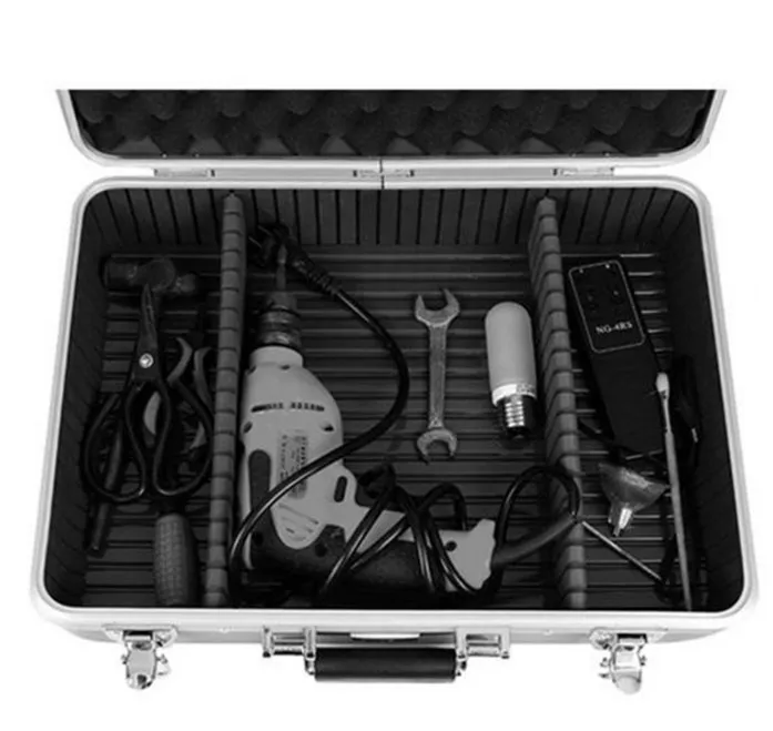 high quality hot sale Aluminum Tool case suitcase toolbox File box Impact resistant safety case camera case with cut foam lining