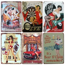 Сексуальная девушка покер металлическая жестяная вывеска отель/кафе/бар Настенный декор металлический знак винтажный домашний Декор металлическая табличка Ретро Живопись металлическая пластина