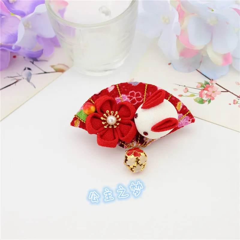 Традиционная японская Толстая хлопковая ткань Kanzashi Bell веер для девочек милый