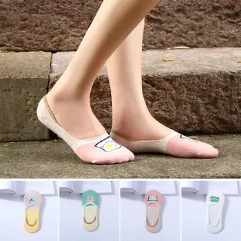 

Fashion Cartoon Women Boat Socks Slippers Small Animal Cartoon Pattern Boat Sock soft Breathable Cotton Low Short Socks Female