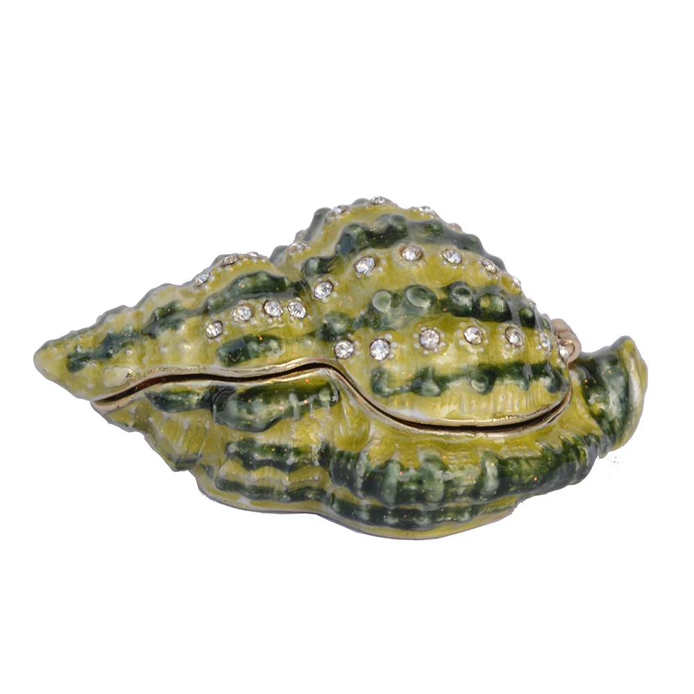 Hijau Laut Kerang Shell Kotak Perhiasan Berengsel Berlian Imitasi Berhiaskan Berlian Perhiasan Kotak Kehidupan Laut Kerajinan Vintage Nautical Home Hadiah Untuk Wanita Patung Patung Aliexpress