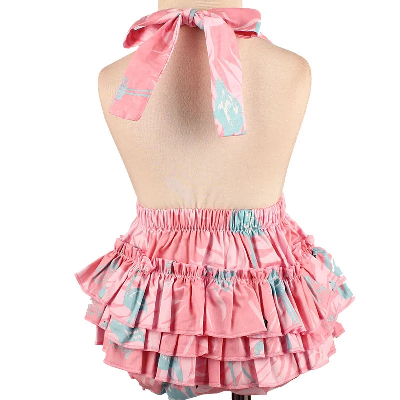 Flamingo Print Baby Girls Cotton Rompers and Headband 2pcs Sunsuit Kids Ruffles Jumpsuit Children Summer Beach Clothing (5)