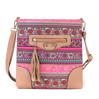 Модные женские сумки, национальные холщовые женские сумки-мессенджеры, сумки через плечо с кисточками, дизайнерские сумки через плечо - Цвет: khaki