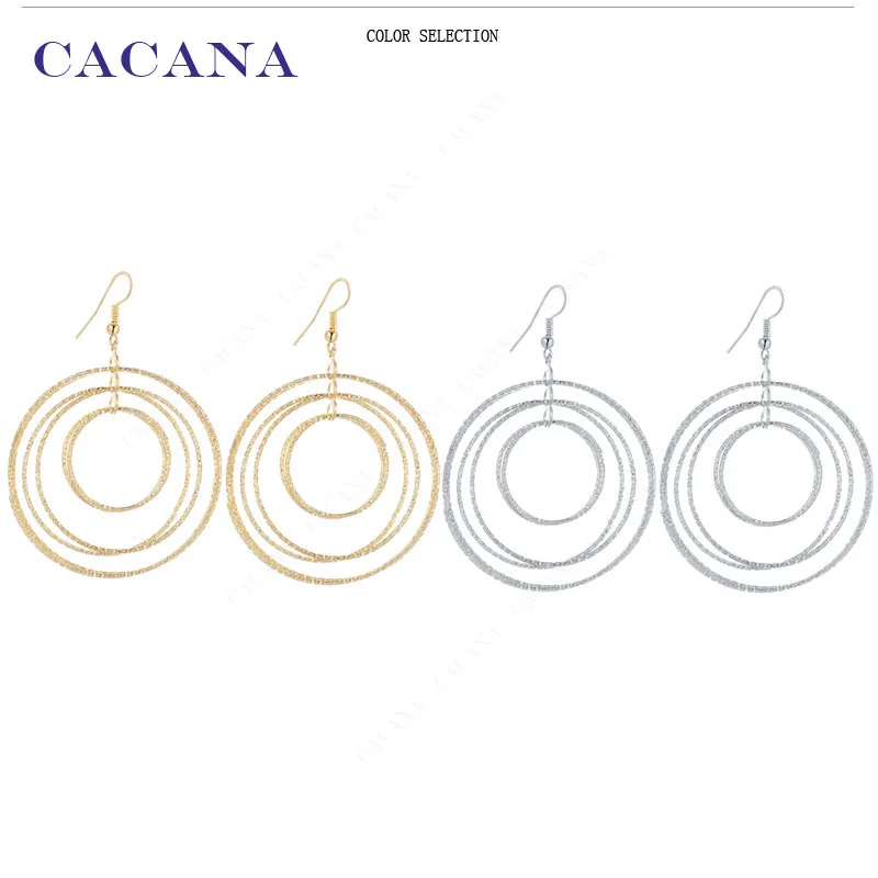 CACANA Dangle Long Earrings For Women Three Couples Round Bijouterie Hot Sale No.A556 A557